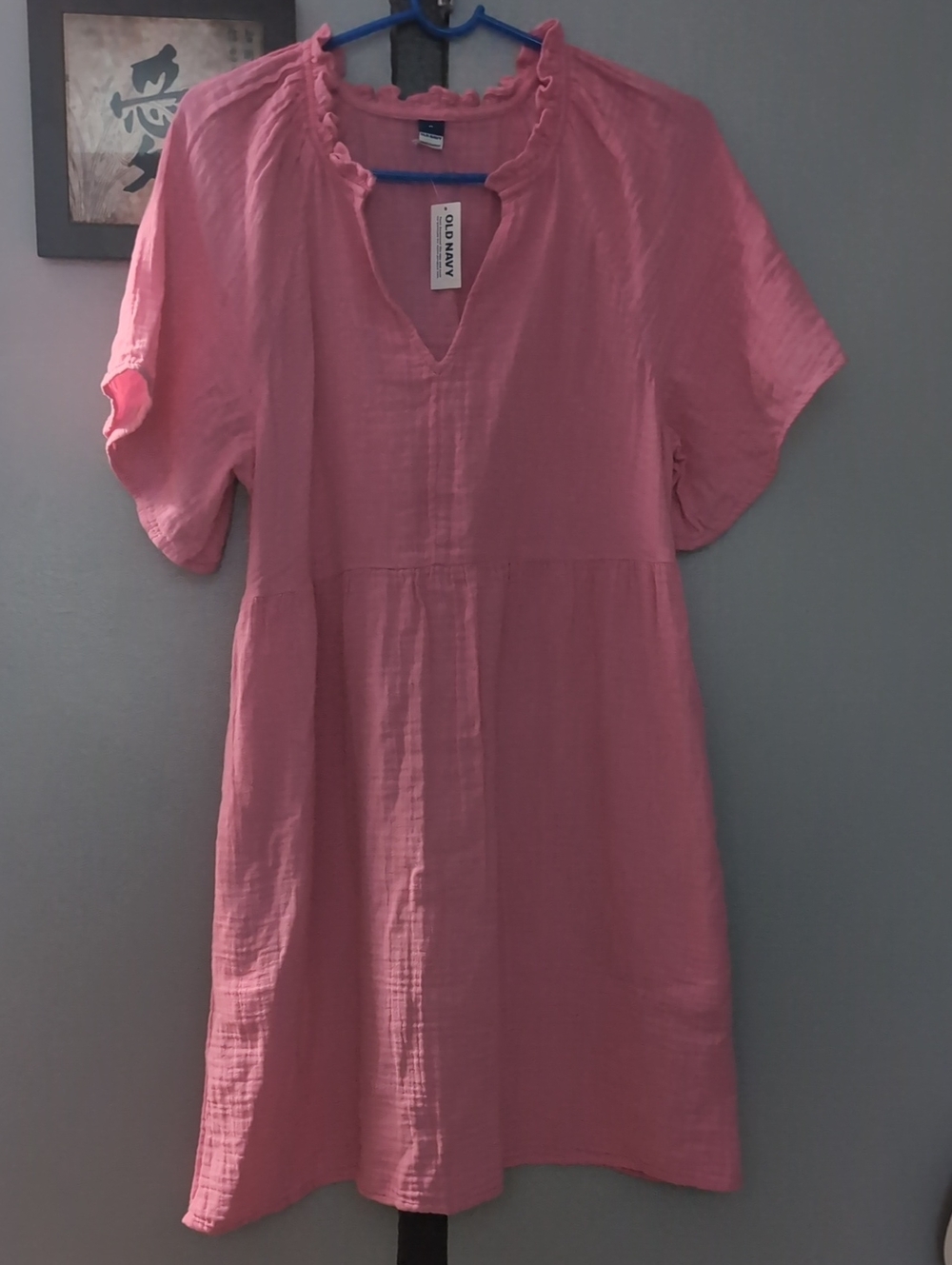 Old Navy Pink Gauze V-Neck Short Sleeve Tunic